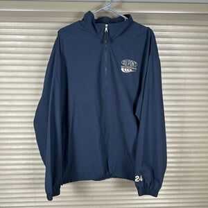Navy Blue Quarter-Zip Windbreaker with Classic Style